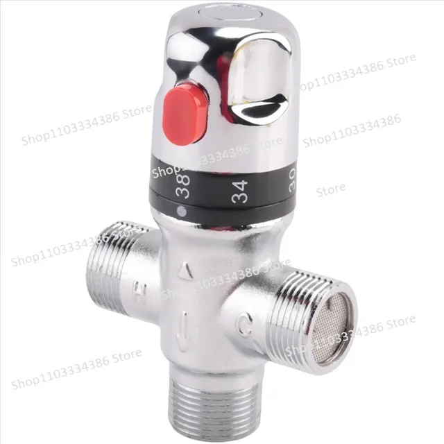 AT59 Solid Copper 3-Way Thermostatic Mixing Valve 3/4 Inch Solar Water Heater Valve Regulating Temperature Control Valve 3