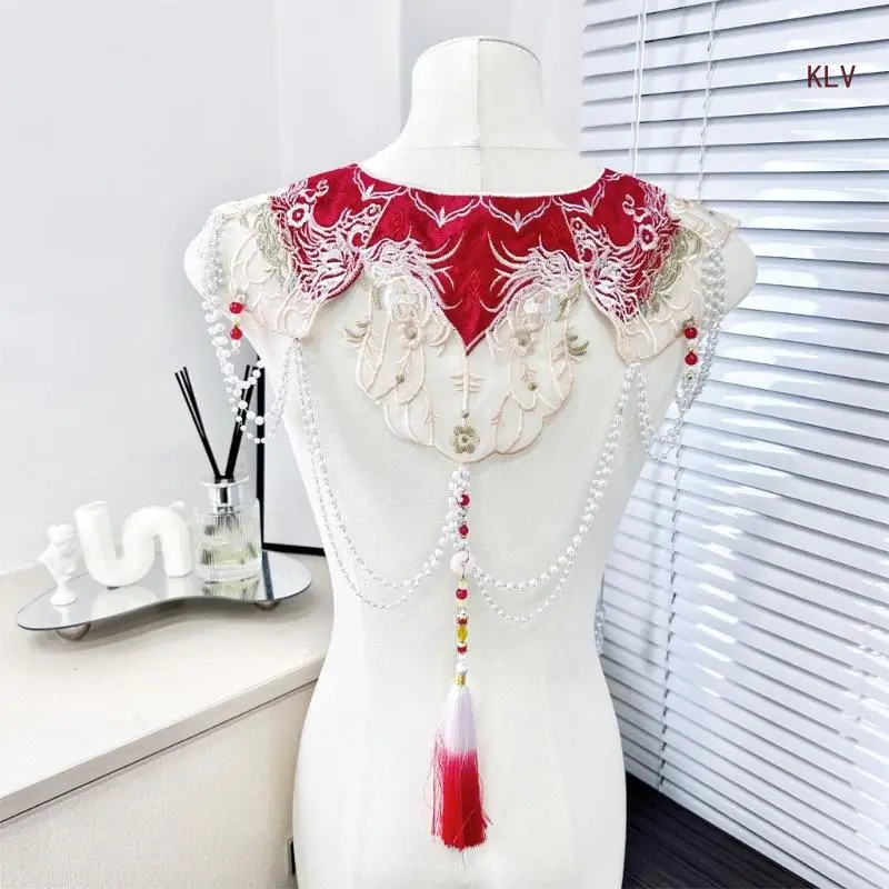 

Lace Collar for Women False Collar Shoulder Wrap Traditional Chinese Hanfu Yunjian Tassels Decorative Collar