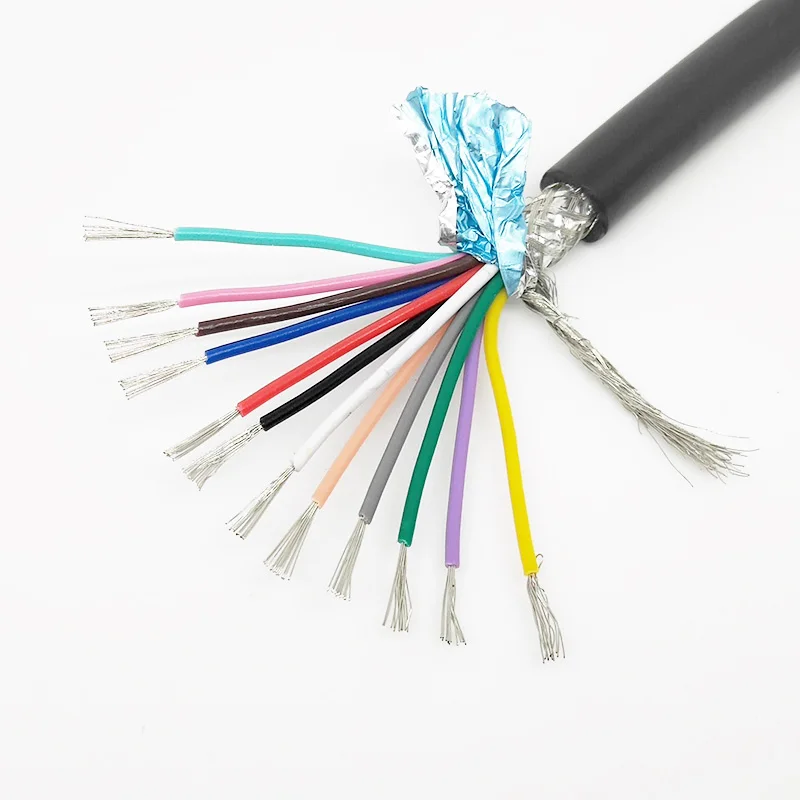 RVVP12Cores 차폐 26AWG 24AWG 22AWG 20 18 17AWG 1/5/10 미터 제어 신호 구리 와이어 PVC 절연 오디오 케이블