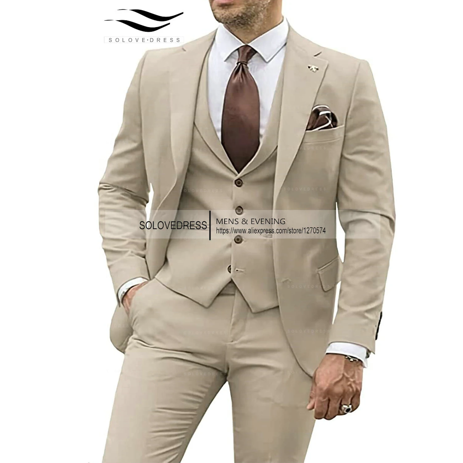 Men's 3 Piece Suit Slim Fit Bridegroom/Wedding/Prom Suits Jacket Tux Vest & Trousers Set Terno (jacket+pants+vest)