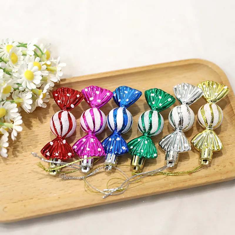 6PCS/Box DIY Christmas Tree Decoration Pendant Christmas Decorations Electroplating Candy Xmas Ball Window Door Hanging Ball Happy New Year