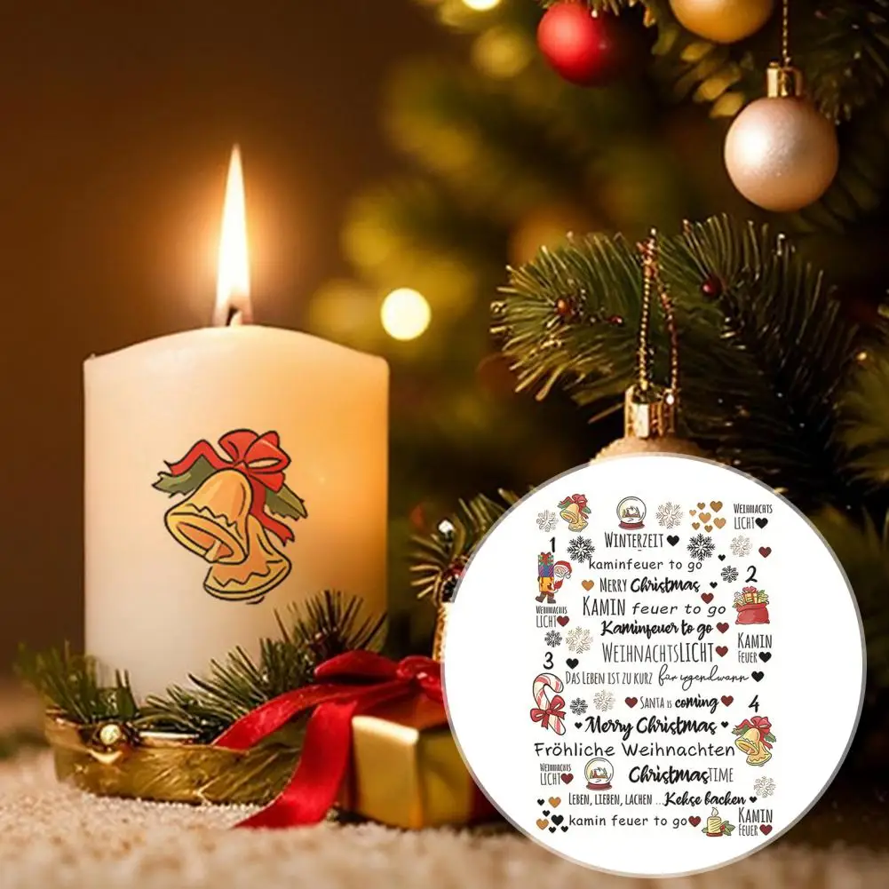 Xmas Christmas Sticker Exquisite Christmas Candle Tattoo Stickers Rich Color Film Decals for Classic Themed Party Supplies Xmas