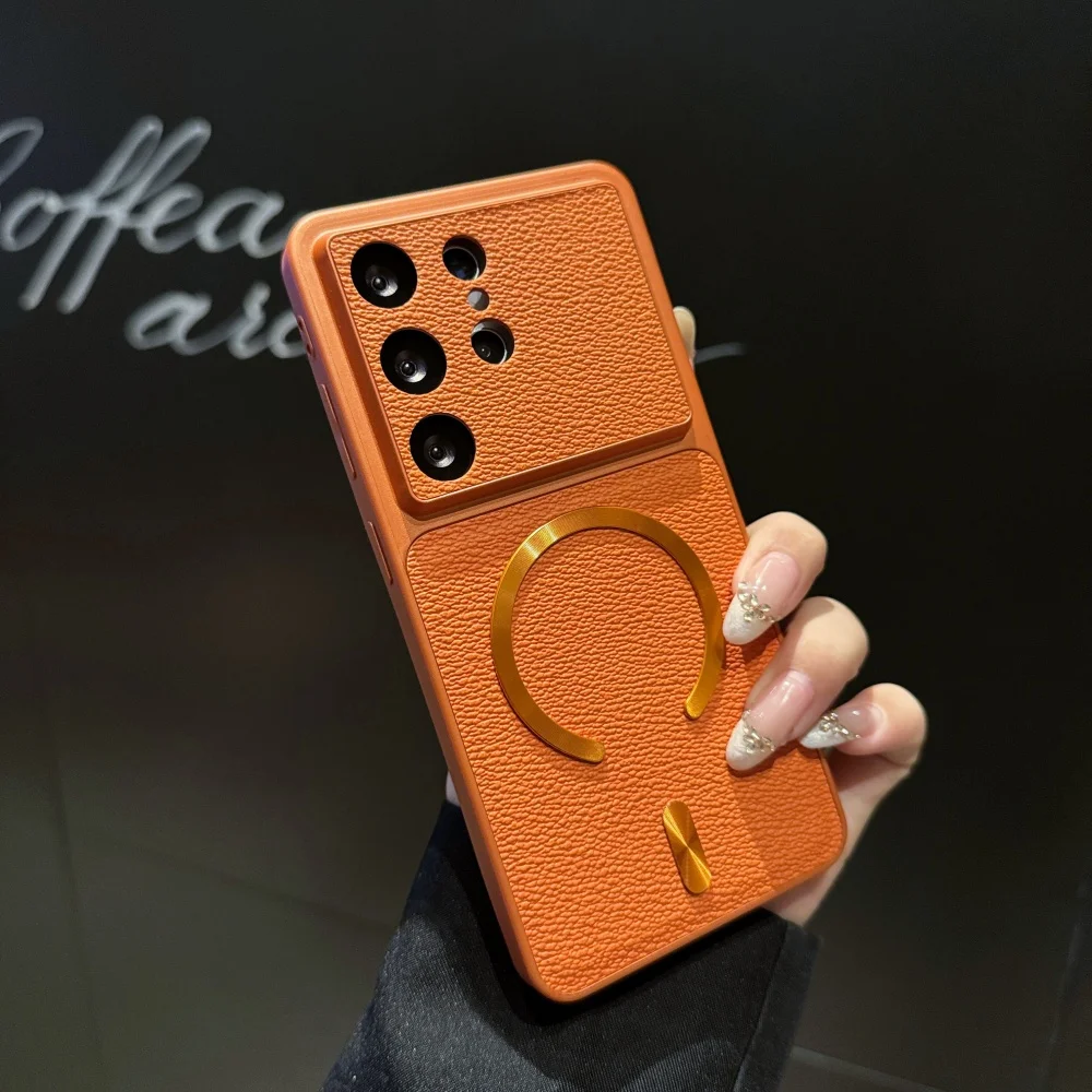 Luxury Leather Texture Shockproof Magnetic Phone Case with Big Window Cover