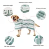 Super Absorbent Quick-Dry Dog Bathrobe,  Soft Striped Towel Robe for Pets with Adjustable Belly Strap cat pet bath large bath to 3