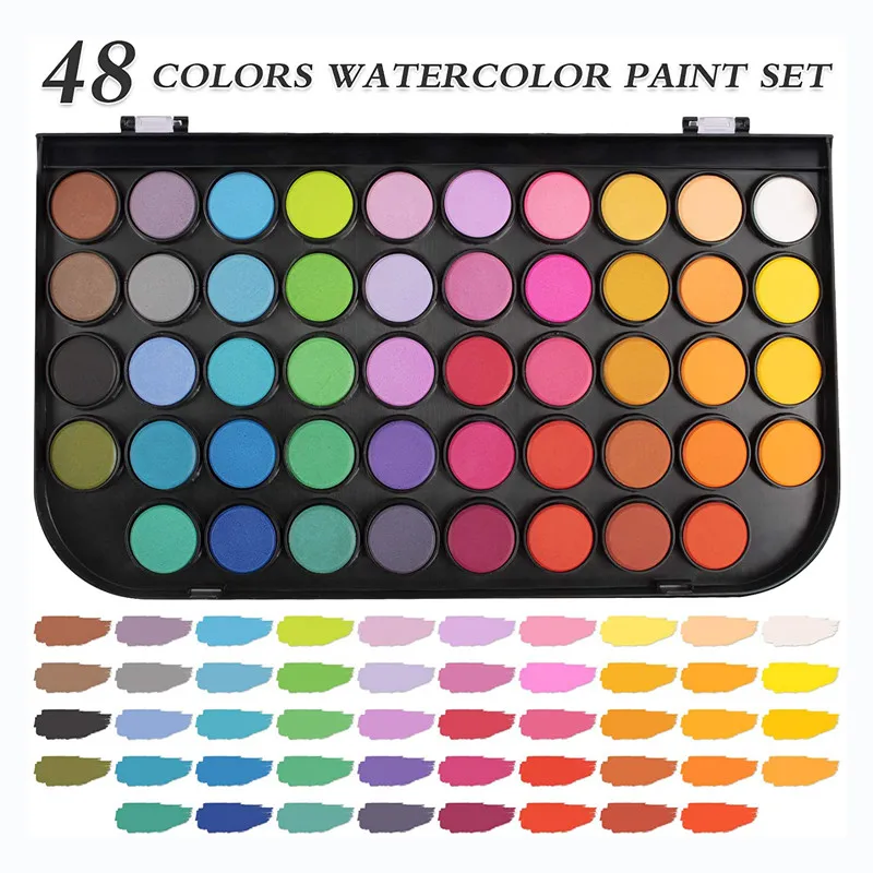 48 Colors Watercolor Paint for Painting Professional Water Color Drawing Set with Detachable Palette Back to School Art Supplies watercolor painting set watercolor paint