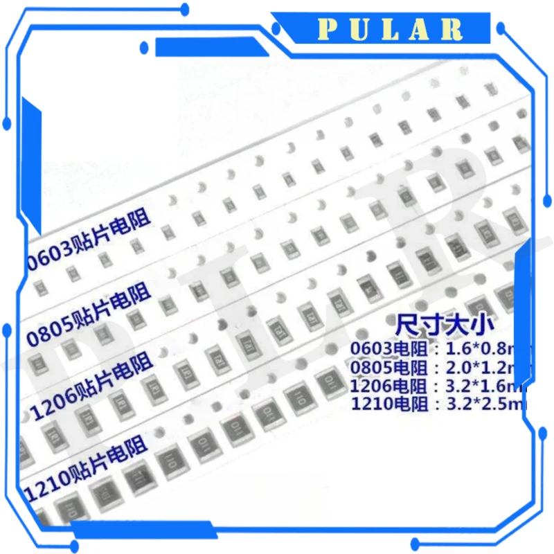 SMD Resistor 0402 0603 0805 1206 1210 1K 1K2 1K5 1K8 2K 2K2 2K4 2K7 3K 3K3 3K9 4K3 4K7 5K1 5K6 6K2 6K8 7K5 8K2 9K1 10K 100PCS