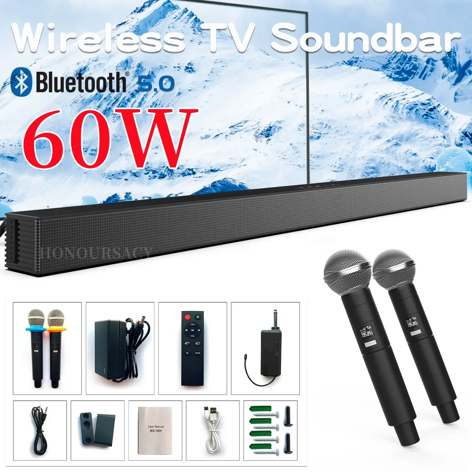 60WTVSoundbarWiredAndWirelessBluetoothSpeakersHomeTheater360