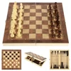 3 in 1 Chess Board Folding Wooden Portable Chess Game Board Wooden Chess Board for Adults(Chess + Checkers and Backgammon) 3