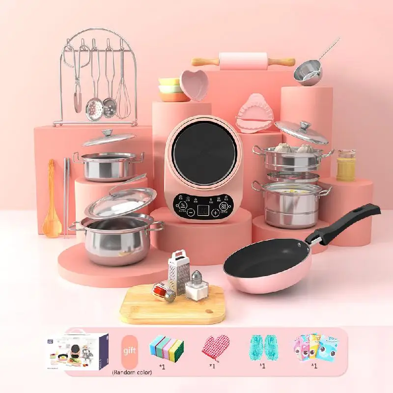 Children's Mini Kitchen Complete Cooking Girl Small Kitchen Set Children's Puzzle Play House Toys Real Cooking Food Set Kids
