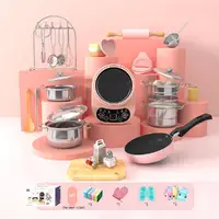 Children's Mini Kitchen Complete Cooking Girl Small Kitchen Set Children's Puzzle Play House Toys Real Cooking Food Set for Kids 2