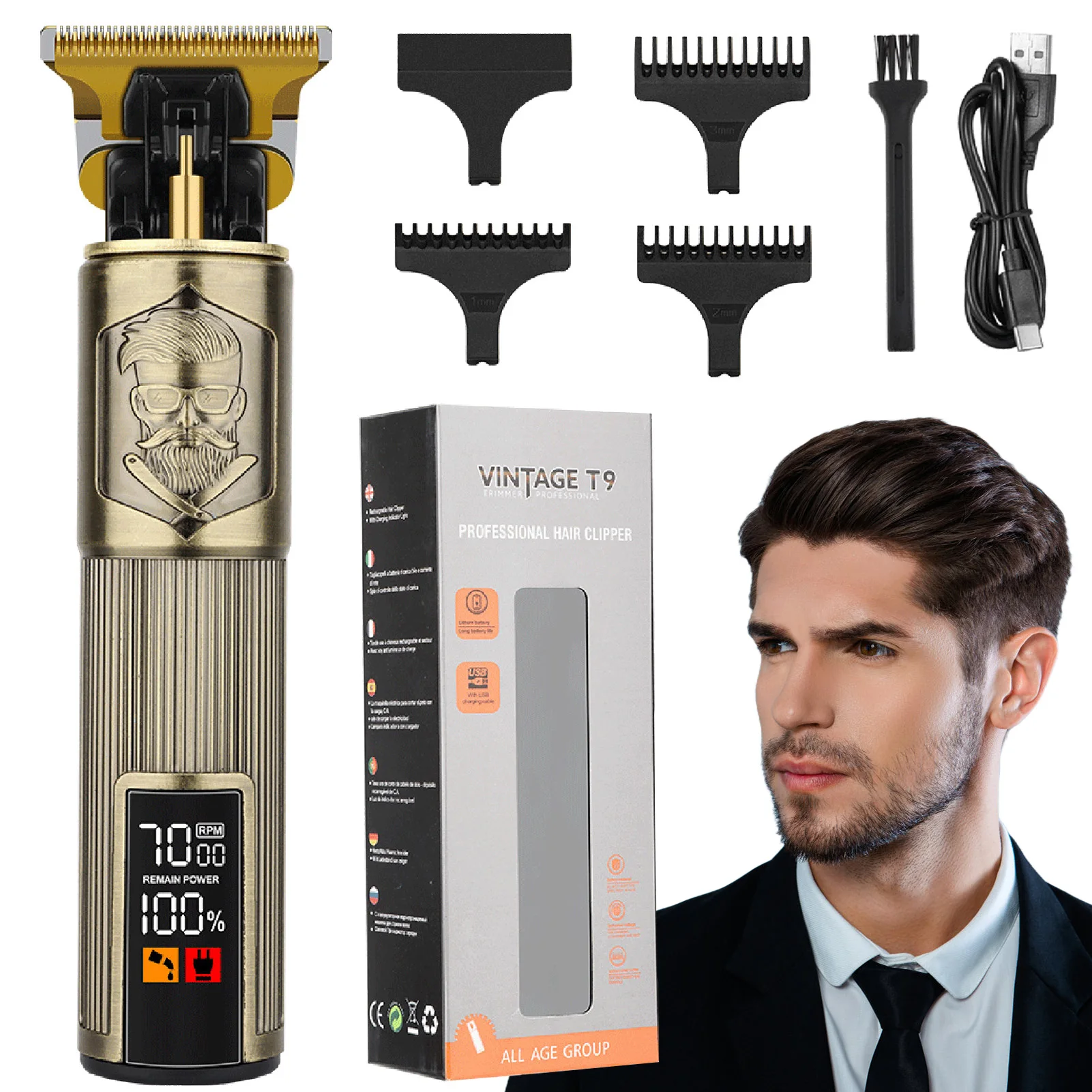 Hair Clipper Hair Trimmer HIENA T9 Hair Clippers vintage barber carving Electric Hair Trimmer Haircut Beard Shaver professional barber machine