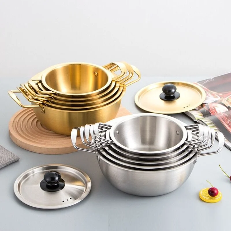 7pcs Aluminum Cooking Pot with Lid Double Ear Soup Pot Kitchen Ramen  Noodles Pans Cooking Food Tool Cookware Kitchen Accessories - AliExpress