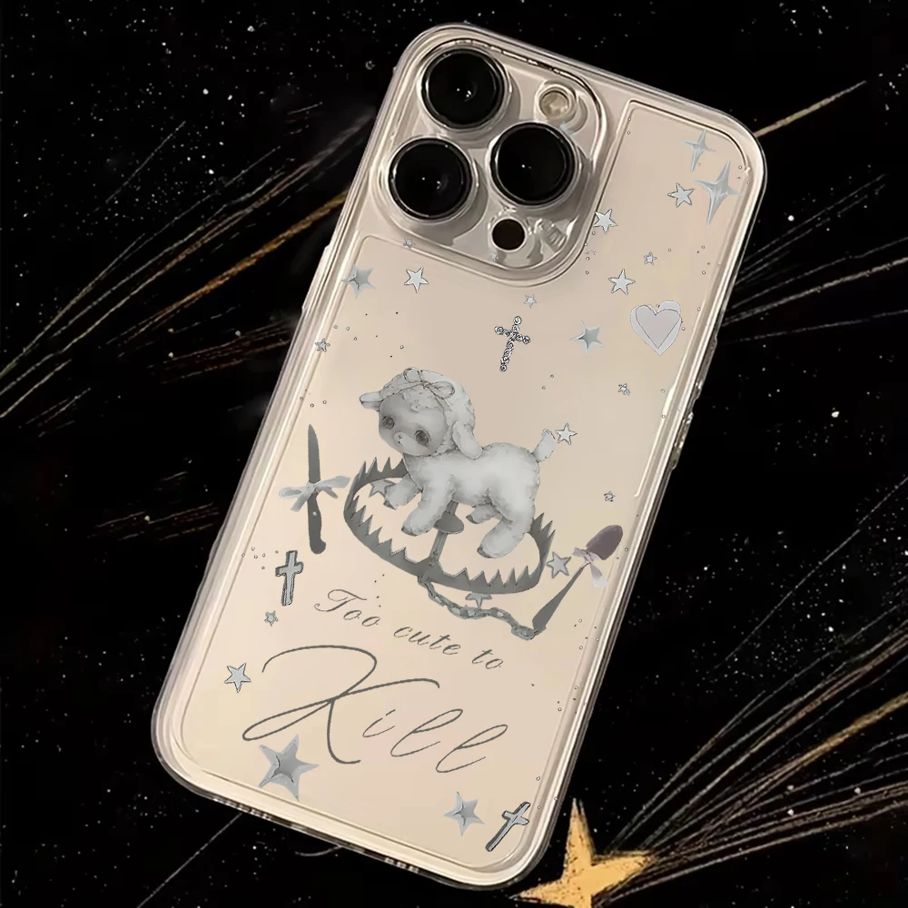 Korean INS Style Creative Cute Grey Lamb Clear Phone Case