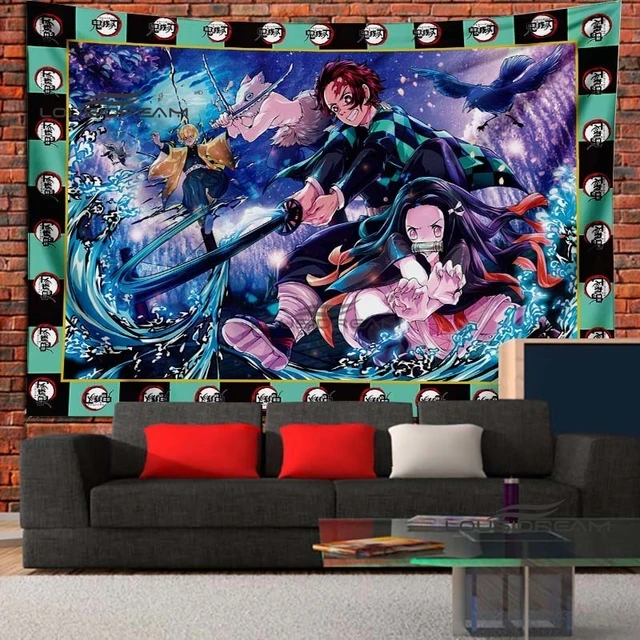 Demon Slayer Anime Illustration Paintings Wall Hanging Tapestry For Bedroom  Kawaii Manga Posters Room Decor Aesthetic Tapestrys - AliExpress