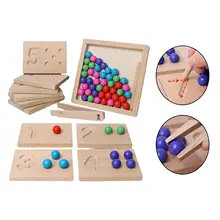 

Wooden Board Clip Beads Game with 55 Colors Bead Color Sorting Stacking Counting Matching Game for Toddler Preschool Educational