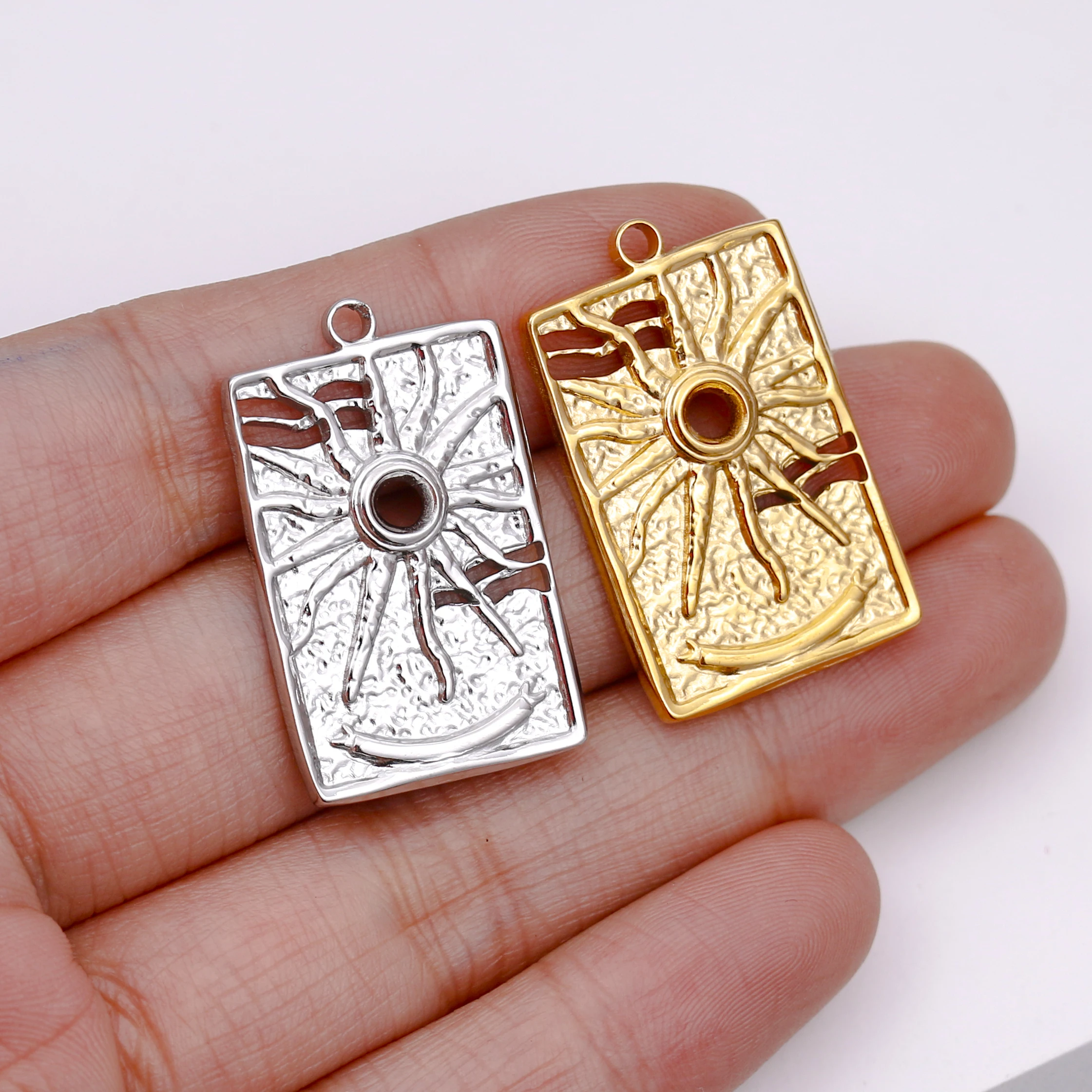 3 teile/los Edelstahl Unregelmäßige Geometrie Charms Machen Halskette Armband Ohrring Anhänger Für Frauen DIY Schmuck Zubehör – Detail 19