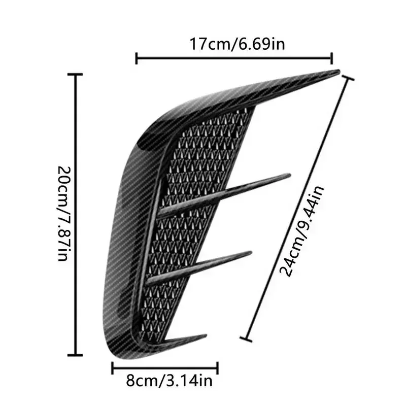 Pair Multipurpose Carbon Fibre Car Shark Gills Emulation Vent Side Air Inlet Hood Decoration Vehicle Air Outlet Car Body Sticker