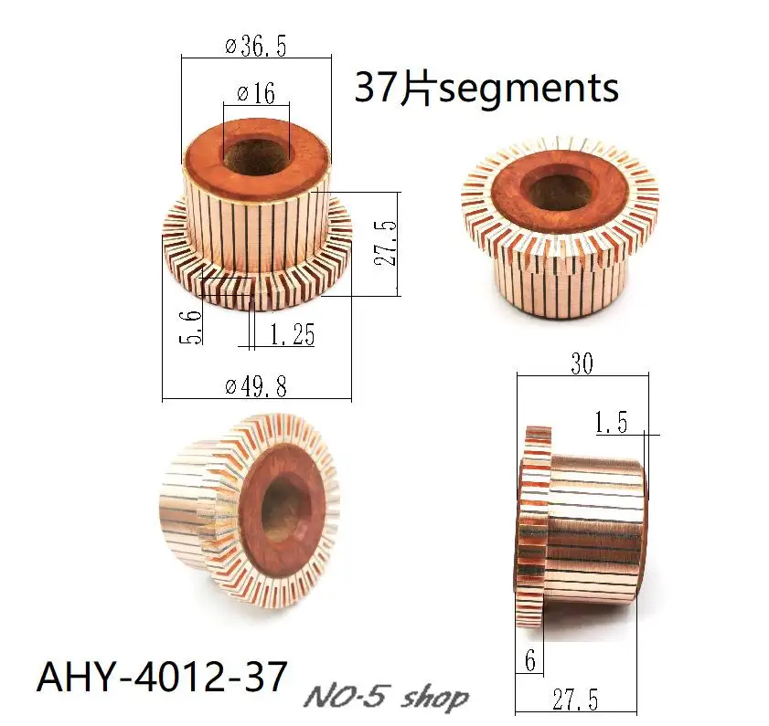 

5pcs 36.5x16x27.5(30)x37P Copper Bars Electric Motor Commutator