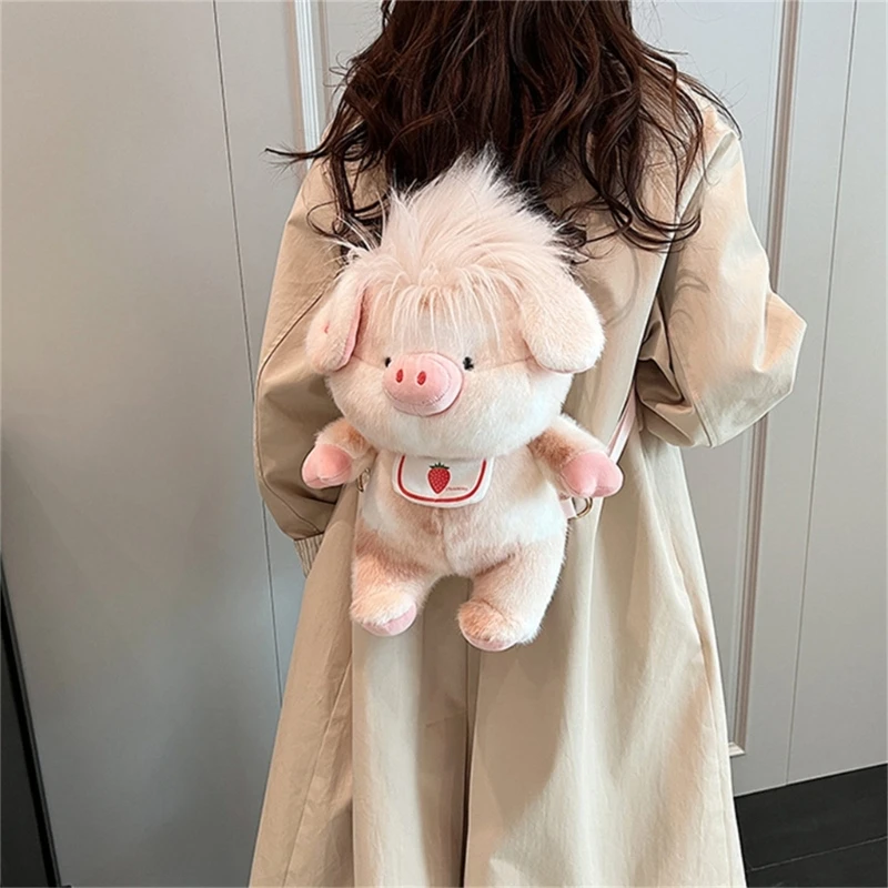 Soft Pig Shaped Animal Bag Pig Backpacks Gift for Women Girl