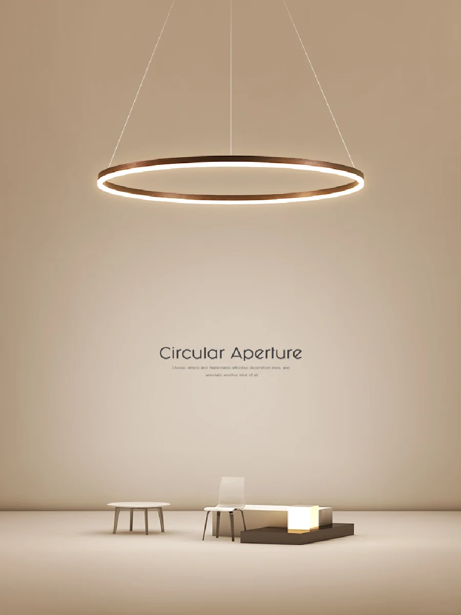 

Modern LED Chandelier restaurant lamp Nordic designer single head Round White / brown/Golden Minimalist living room Chandeliers