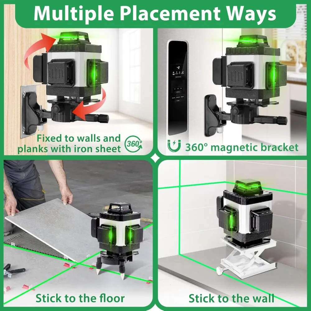 Laser Level, ZPD Laser Level with Tripod, 4 x 360° Self Leveling Laser Level Green Lazer Level 4D Laser Level 360 Self Leveling 5