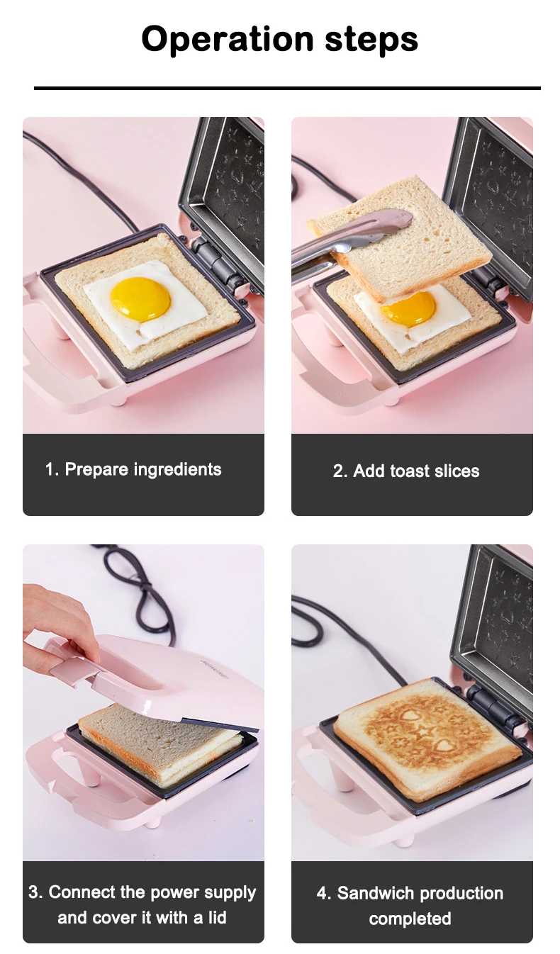 DMWD 110V/220V Breakfast Light Food Machine Electric Sandwich Maker Panini Toaster Non-stick Toast Grill Oven Waffle Machine 6