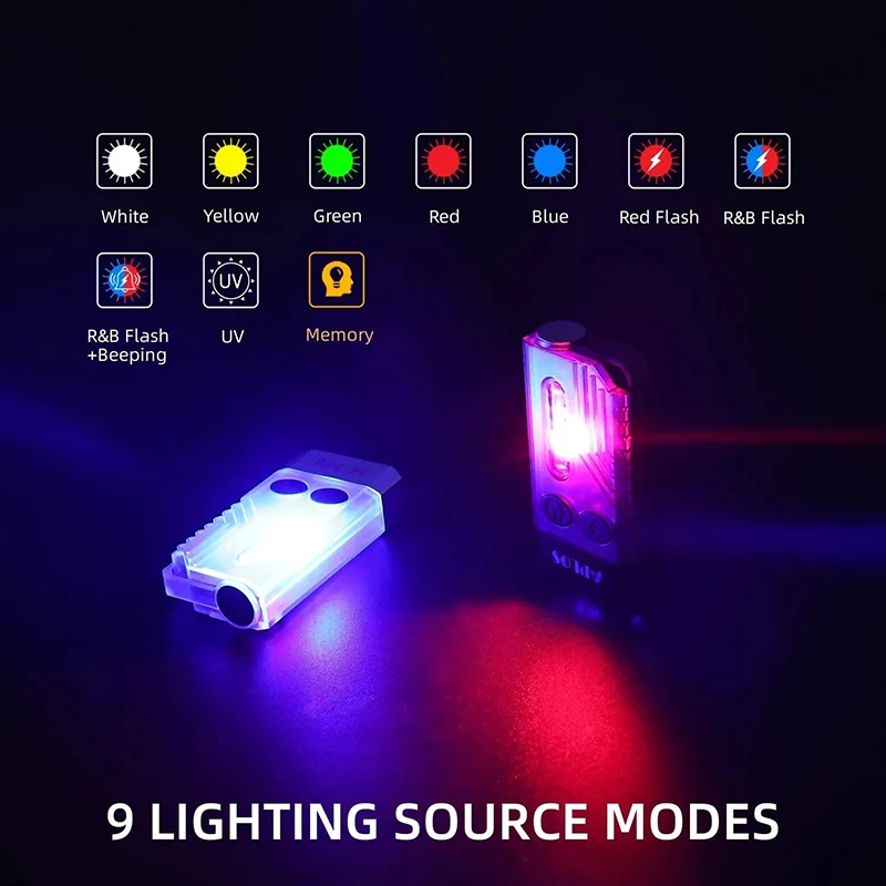 Aedcbaide V10 Flashlight, Mini EDC Flashlight Keychain Light 1000 Lumens With 365nm UV Torches LED Super Bright Rechargeable Powerful Flashlight With Buzzer For Camping Hiking Emergencies
