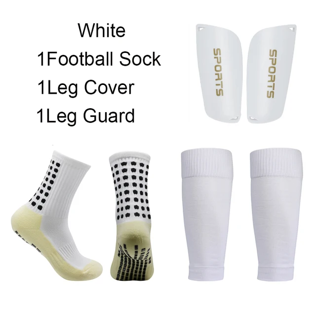 1 Combination set of adhesive point anti slip football socks and leg protection socks Leg Guard Volleyball Running Cycling Sock 3