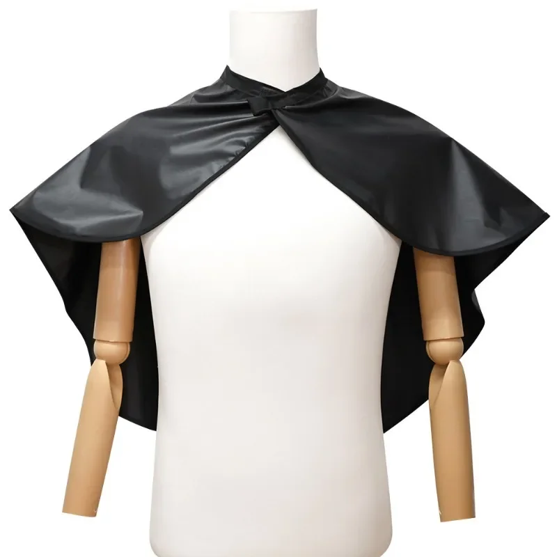 짧은 사각형 검은 방수 미용 살롱 이발사 헤어 커팅 케이프 천 랩 미용 케이프 이발사 헤어 염색 도구