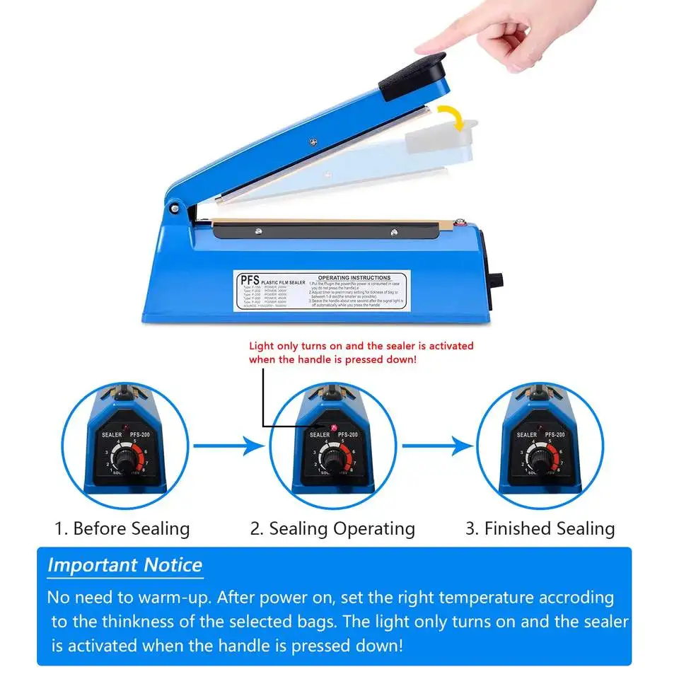 Manual Impulse Sealing Machine Cutting Machine Heat Shrink Electric Heat Sealer 400mm Aluminum Plastic Bag