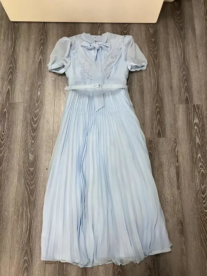 Blue Chiffon Butterfly End Waist Elegant Dress Mid length Dress -  AliExpress 200000345