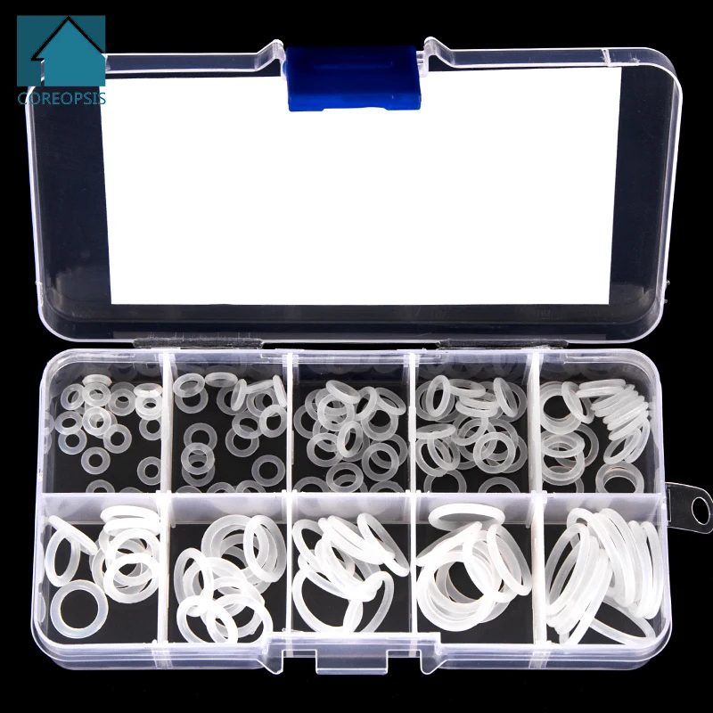 150PCS/box PCP VMQ White Silicone Sealing O-rings Gasket Replacements Kit OD 6mm-20mm CS 1mm 1.5mm 1.9mm 2.4mm 10 Small Sizes 150pcs box vmq sealing o rings od 6mm 30mm cs 1mm 1 5mm 1 9mm 2 4mm red silicone gasket replacements assortment kit hg012 013