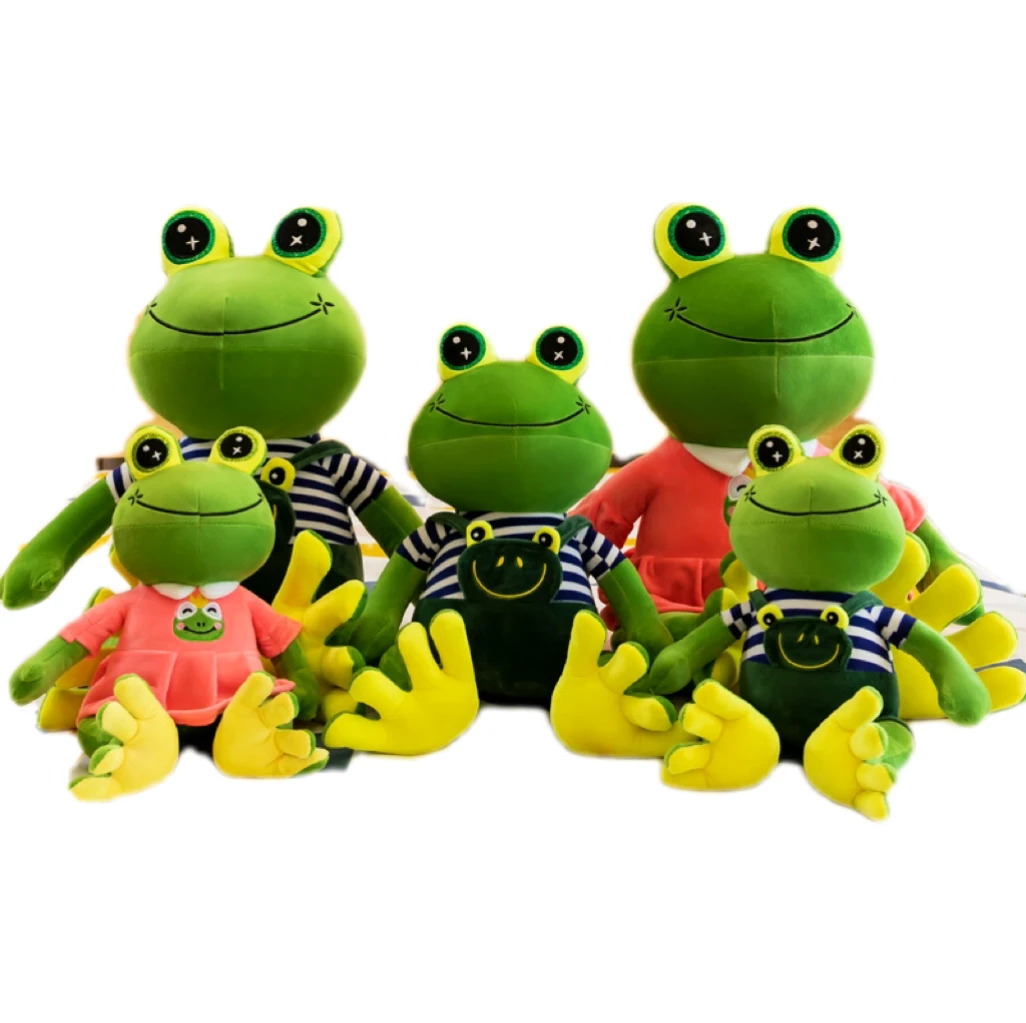 30-50cm Cartoon Frog Plush Toy Couple Frog with Clothes Stuffed Animal Doll Kids Children Birthday Gifts Mall Activity Presents