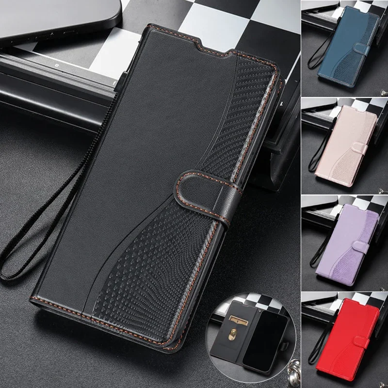 Leather Flip Wallet Phone Case with Magnetic Closure and Shockproof Protection