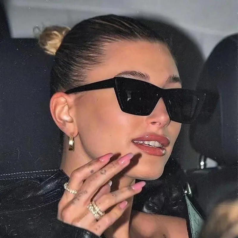 Cat Eye Slimming Trendy Cool Sunglasses Personalized Hip-hop Sunglasses Polygonal Jelly Color Car For Women 97086