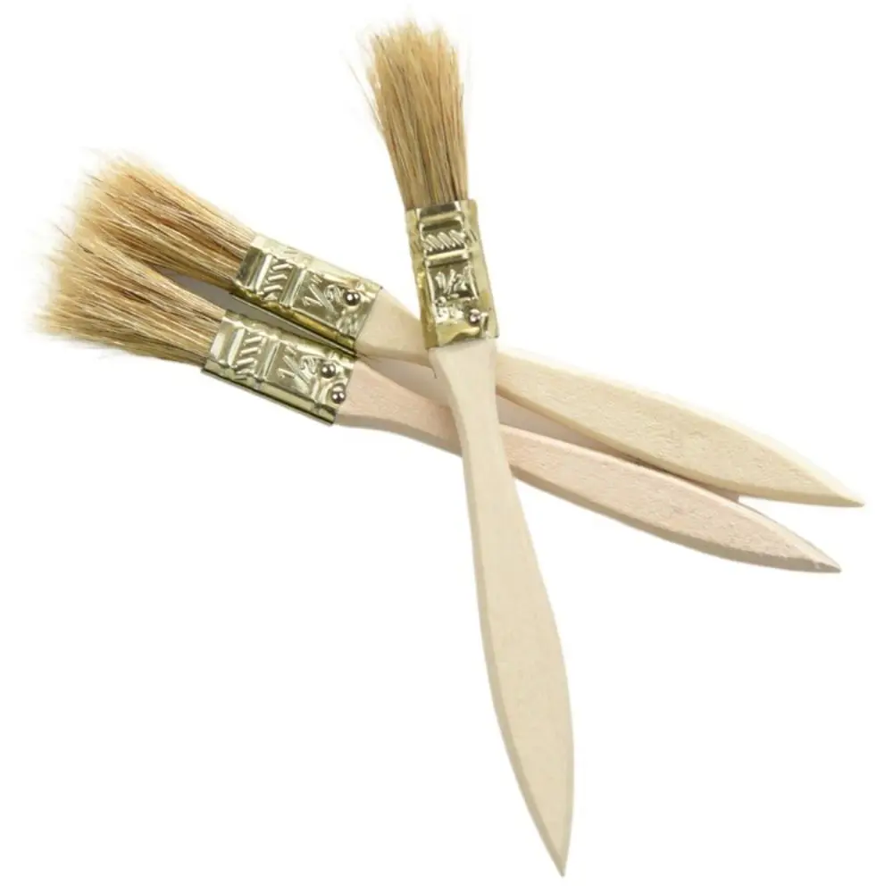 0.5 Inch Pig 's Bristle Brush Detail Brush Good Water Absorption Paint Flat Shape Wooden Handle Wall Brushing Tools