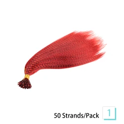 Vibrant 16-Inch Synthetic Feather Hair Extensions - 50 Strands Pack - 16inches-50 pcs (1)