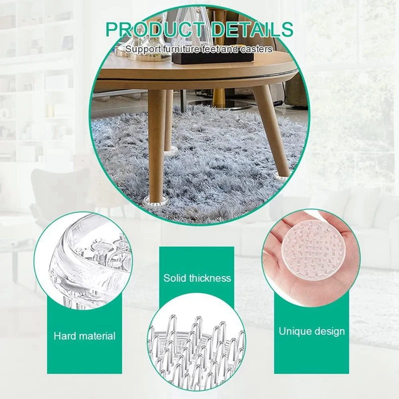 Carpet Protectors 8Pcs Spiked Caster Cups Floor Saver Pads Clear Spiked Floor Castor Cups Spiked Furniture Cup 4