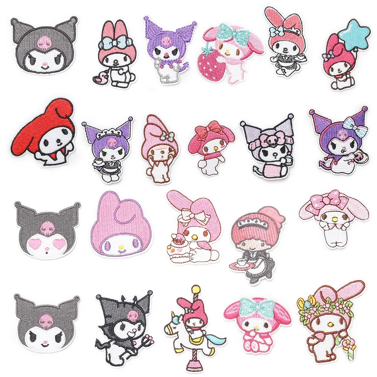 

8/14Pcs Cartoon Sanrio Kuromi Melody Kwaii Applique For Sew Child Clothes Iron on Embroidery Patches DIY Decor T-shirt Coat