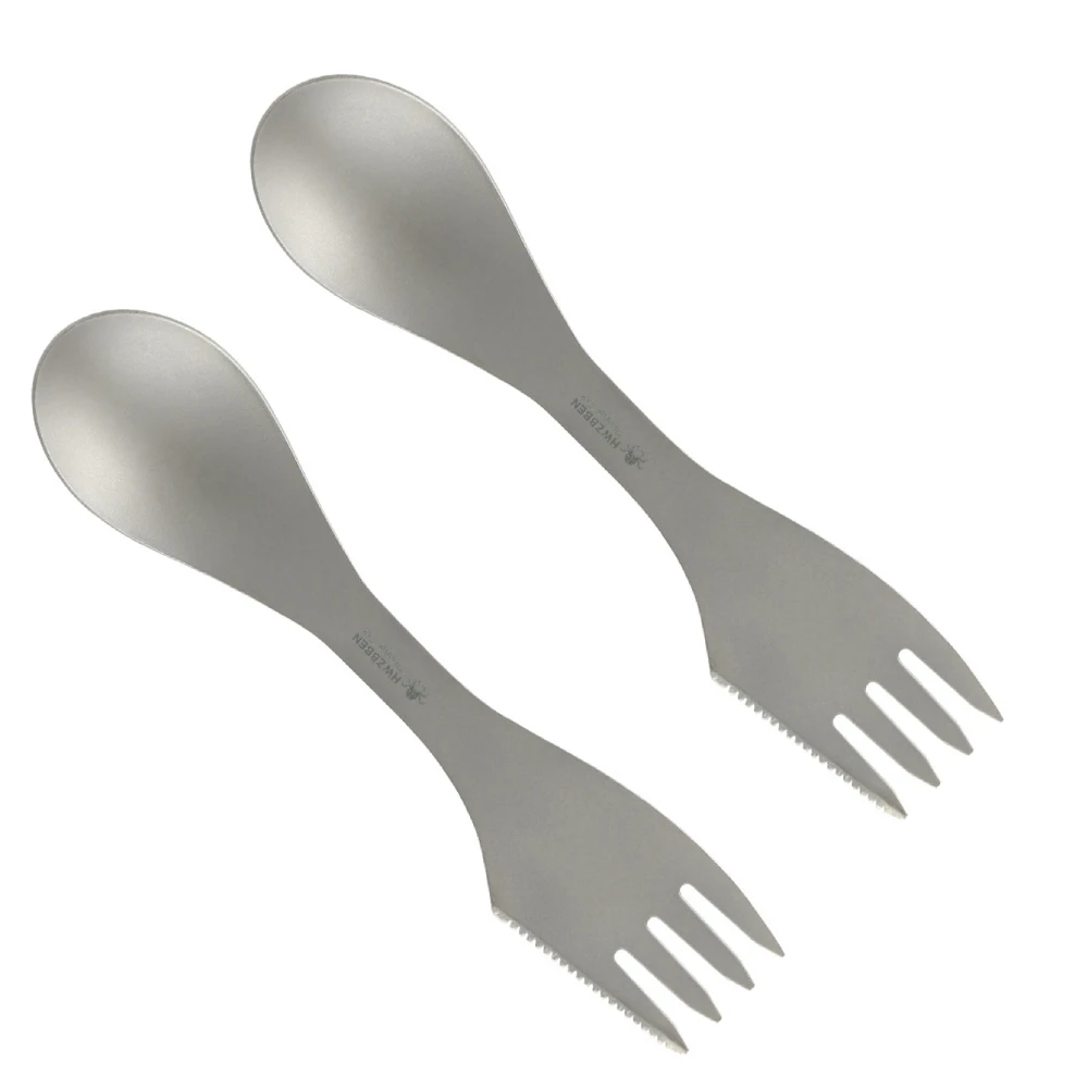 3-in-1 Ti Spork Camping Spoon Fork Cutter Combo Outdoor Tableware for Camping Hiking