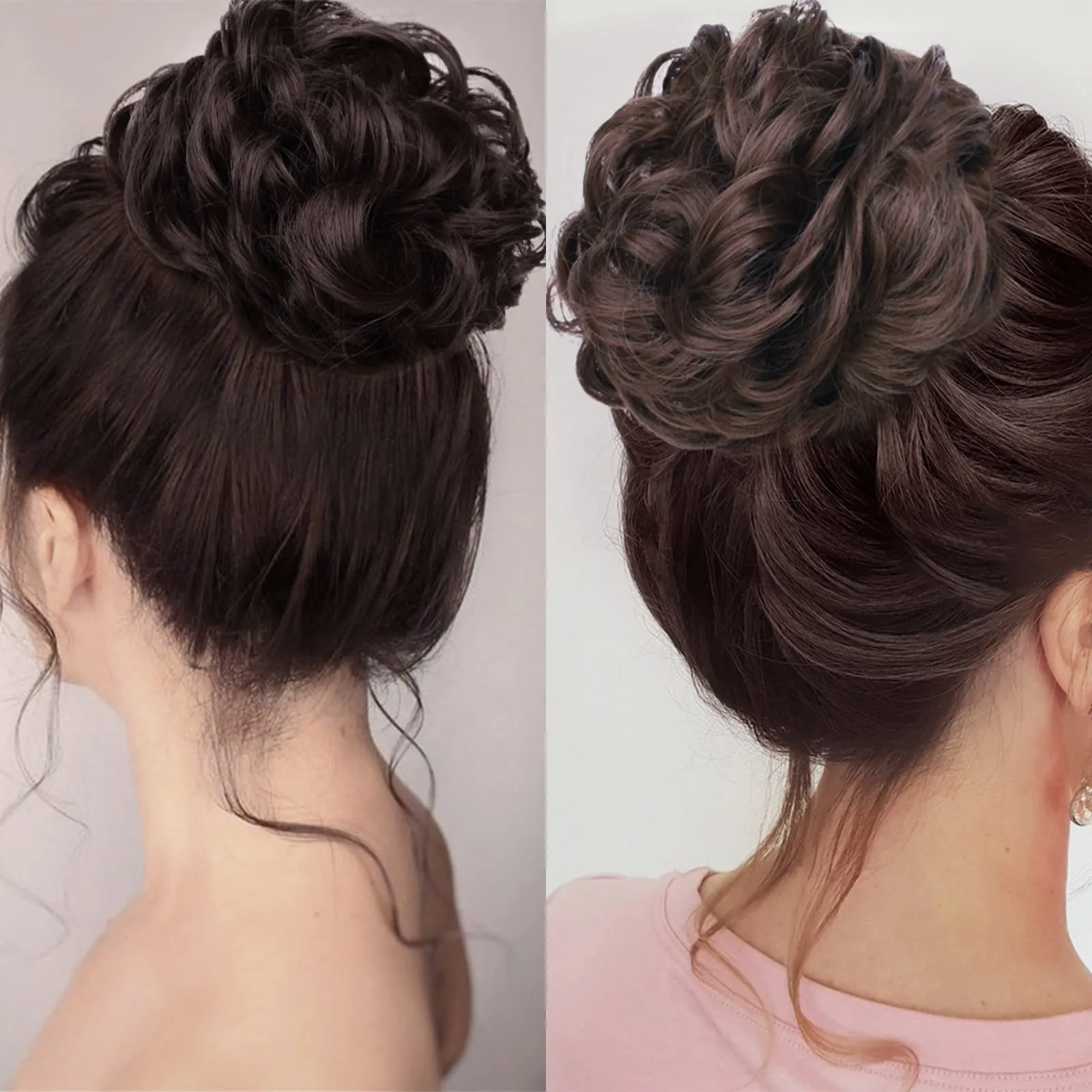 viramofa Messy Hair Bun Hair Scrunchies Extension Curly Wavy Messy Synthetic Chignon for Women Updo Hairpiece
