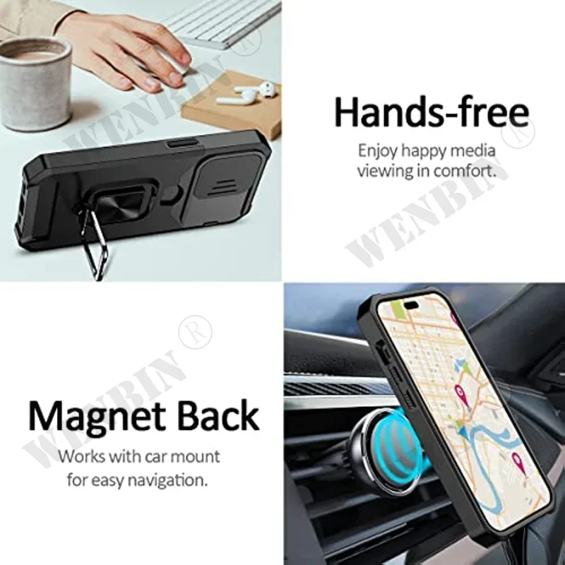 Premium Military-Grade Wallet Case with Card Holder and Slide Camera Protection