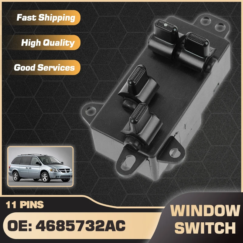 

Электрический переключатель управления окном 4685732AC для Dodge Grand Caravan 2004-2007 Dodge Caravan 2001-2007 4685732AB 11 контактов