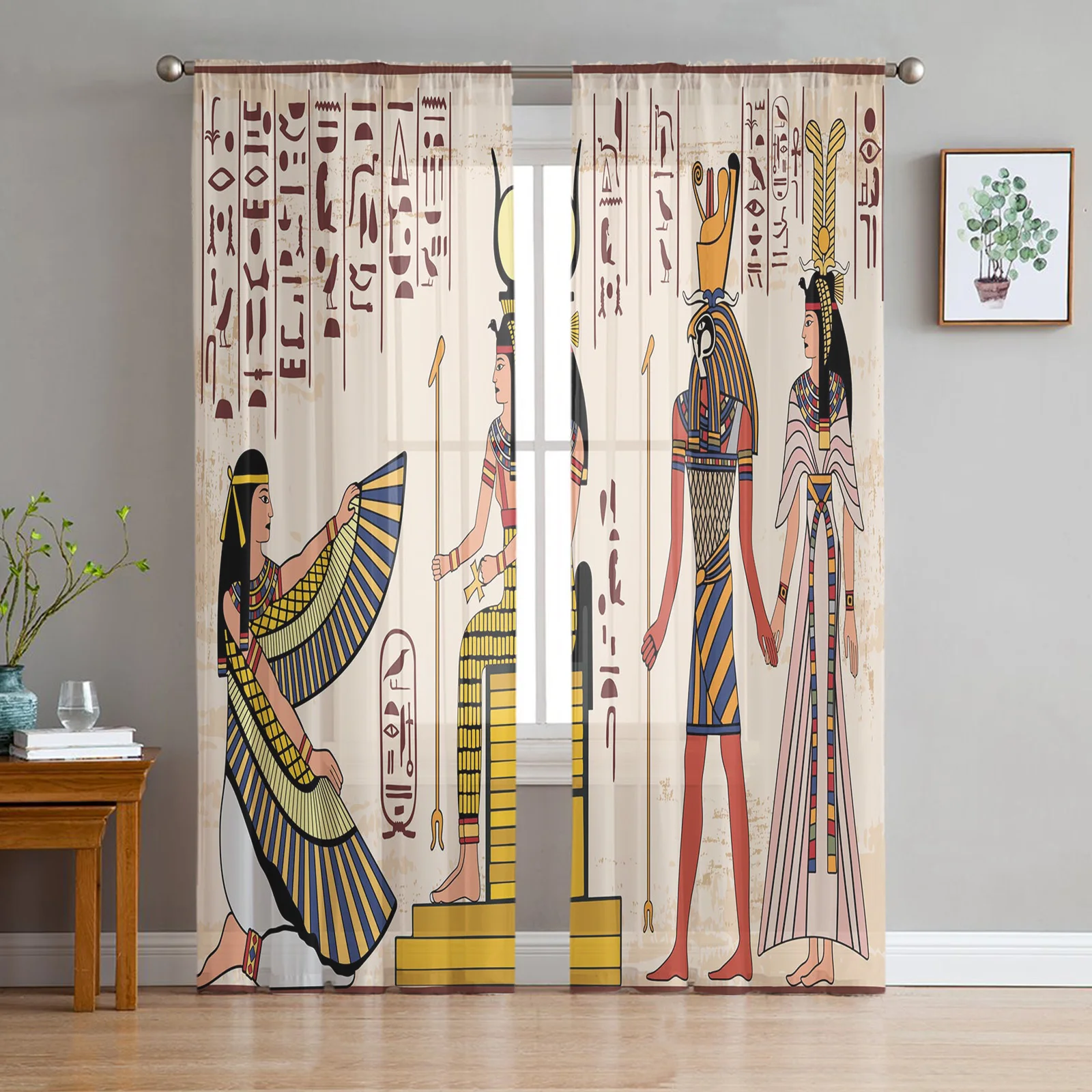 Woman Mural Window Curtains for Living Room Kitchen Door Curtain Sheer Curtains for Bedroom 