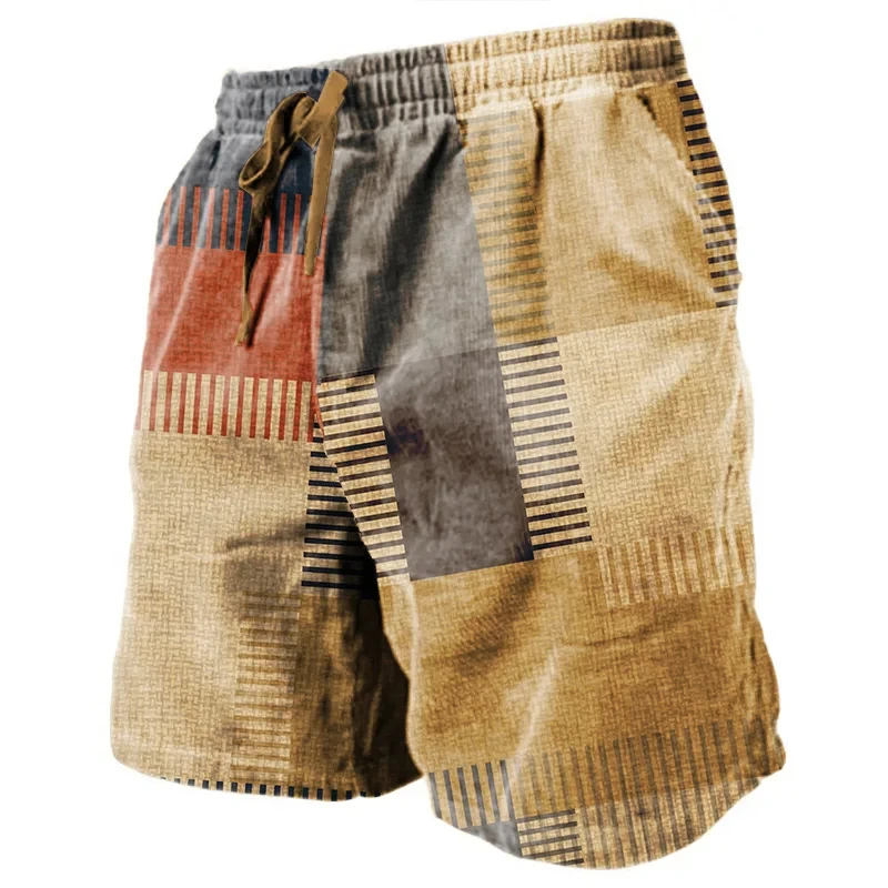 Men's Vintage Beach Shorts Classic Compass 3D Printed Street Hip Hop Men Women Short Pants Breathable Daily Holiday Ice Shorts 6