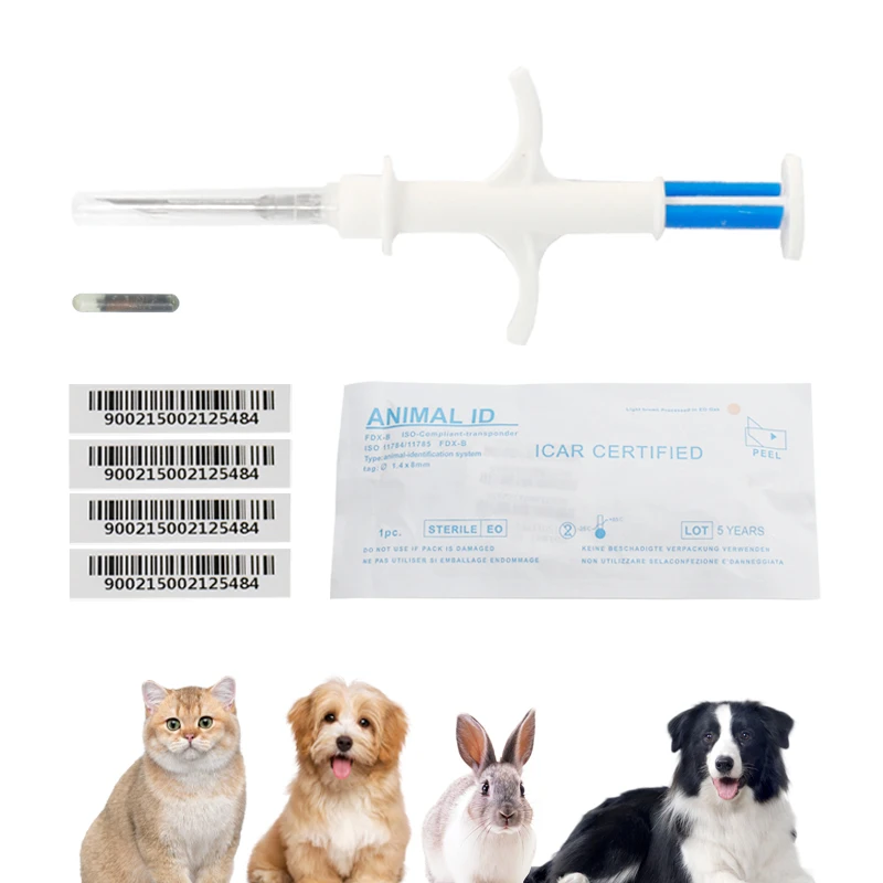 1.25*7mm/1.4*8mm/2.12*12mm Pet Animal Microchip Syringe Dog Microchip Pet Chip Animal Chip Syringe for Dog Cat Fish