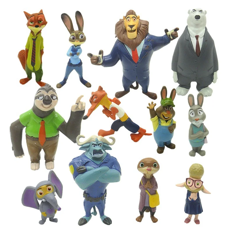 12Pcs/Set Disney Zootropolis Cartoon Action Model Doll Toys Anime Figures Judy Hopps Nick Wilde Fox Rabbit Christmas Gifts