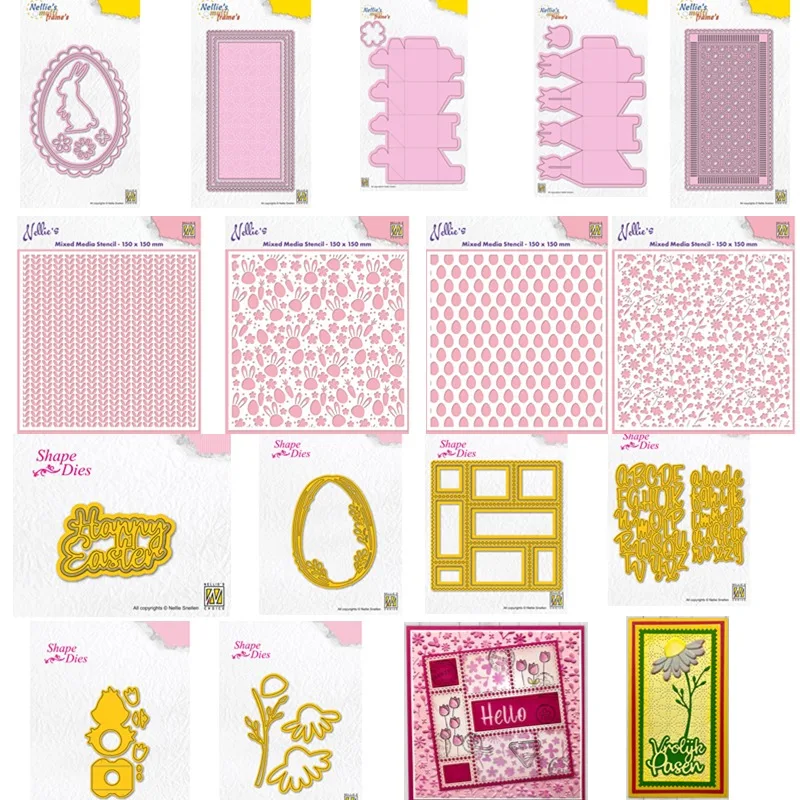 Wrapping Die Box Happy Easter Daisy Spring Flowers Bunny Egg Metal Cutting Dies Timbri Scrapbook Diary Decoration Goffratura Fai Da Te