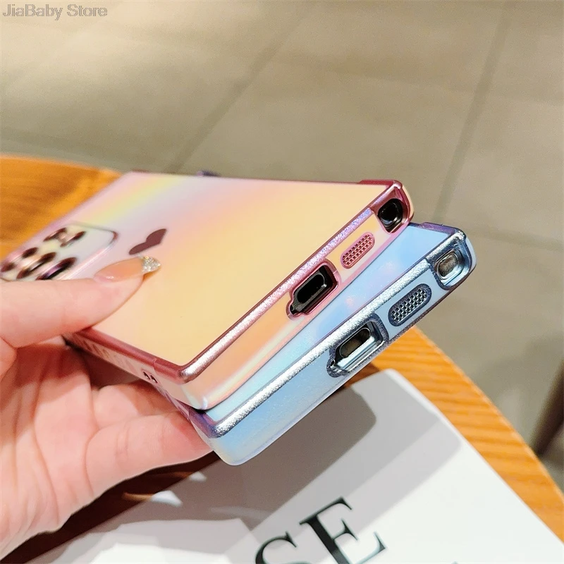 Luxury Rainbow Liquid Phone Case With Camera Protection & Holder_voghion.com