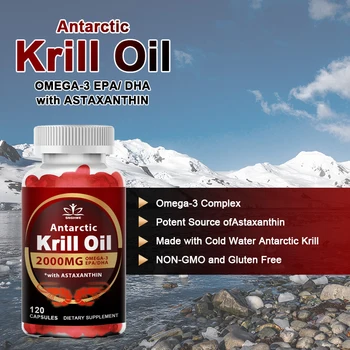 2000Mg Krill Oil Phospholipid Omega-3 EPA & DHA Phospholipids and Astaxanthin for Joint, Brain, Immune and Cardiac Support Diet 2